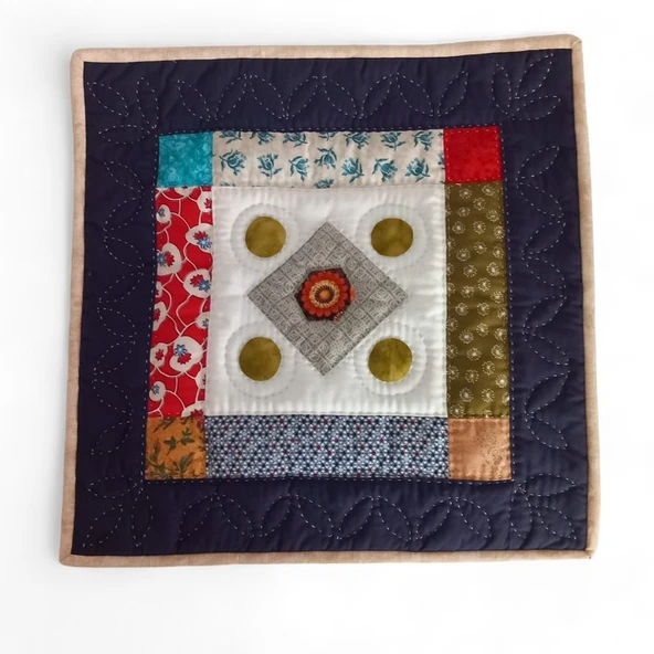 Patchwork Nakış İşlemeli Geleneksel Desenli Yastık - 2