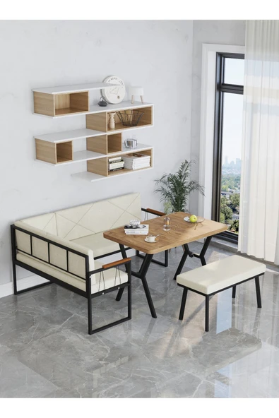 Src 70x110cm Atlantik Masalı, Köşe Takımı, Mutfak, Balkon Köşe Takımı, Mutfak Masası Takımı - Krem - 4