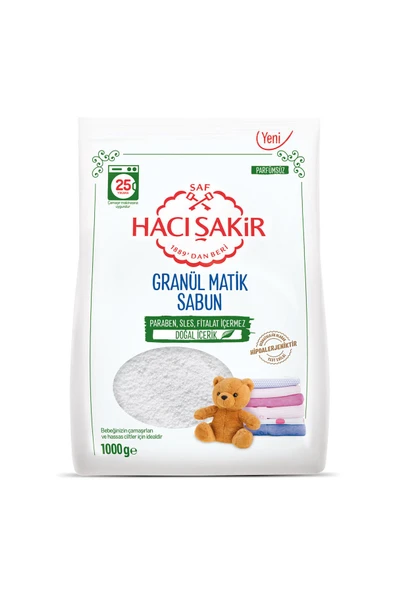 Hacı Şakir Granül Matik Bebekler ve Hassas Ciltler İçin Çamaşır Deterjanı 1000 gr ürün görseli