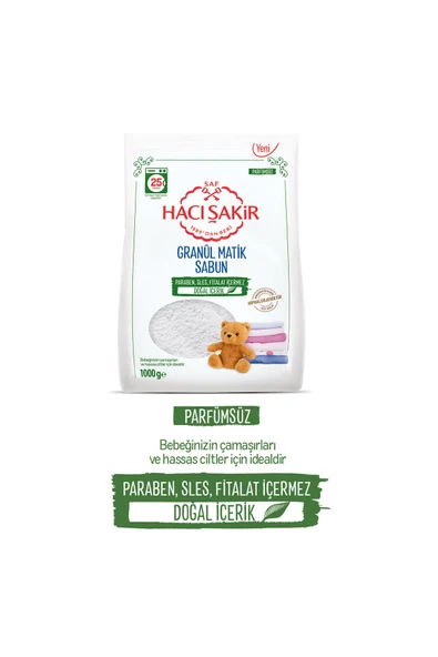 Hacı Şakir Granül Matik Bebekler ve Hassas Ciltler İçin Çamaşır Deterjanı 1000 gr - Resim 3