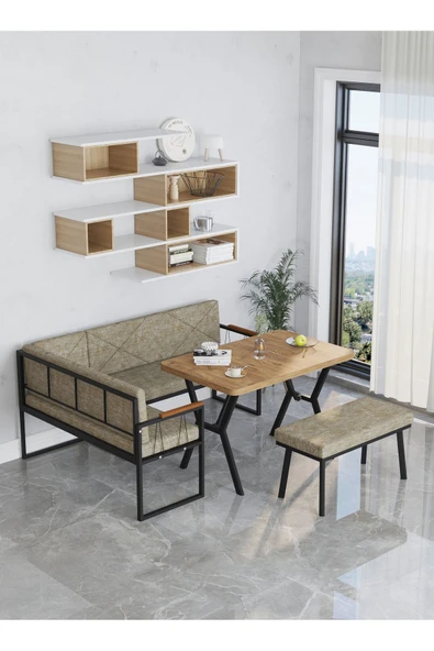 Mygusi Src 70x110cm Atlantik Masalı, Köşe Takımı, Mutfak, Balkon Köşe Takımı, Mutfak Masası Takımı - Cappucino - Resim 3