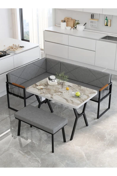 Src 70x110cm Efes Masalı, Köşe Takımı, Mutfak, Balkon Köşe Takımı, Mutfak Masası Takımı - Koyu Gri - 4