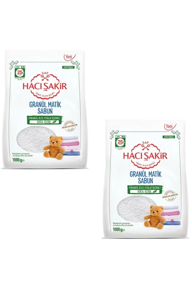 Hacı Şakir Granül Matik Bebekler Ve Hassas Ciltler Için Çamaşır Deterjanı 1000 gr 2 Adet ürün görseli