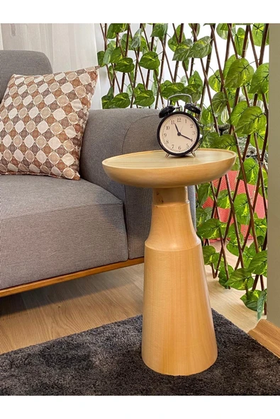 50 Cm Mantar Tekli Yan Sehpa Orta Boy Ihlamur Ağacı Masif Ahşap Naturel Güğüm Çap:35 Cm (1 Adet)