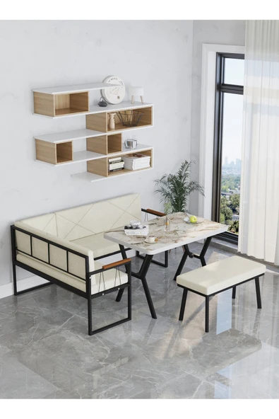 Src 70x110cm Efes Masalı, Köşe Takımı, Mutfak, Balkon Köşe Takımı, Mutfak Masası Takımı - Krem - 4