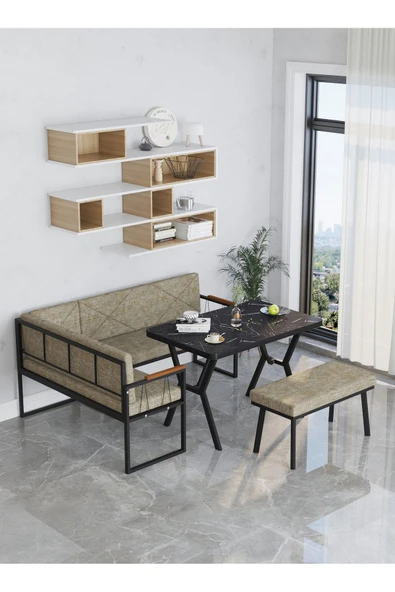 Src 70x110cm Bendir Masalı, Köşe Takımı, Mutfak, Balkon Köşe Takımı, Mutfak Masası Takımı - Capucino - 2