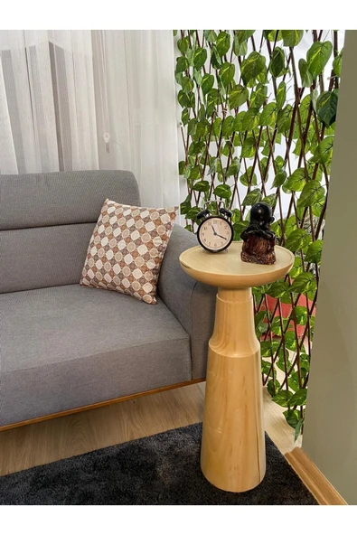 70 Cm Mantar Tekli Yan Sehpa Büyük Boy Ihlamur Ağacı Masif Ahşap Naturel Güğüm Çap:30 Cm (1 Adet)