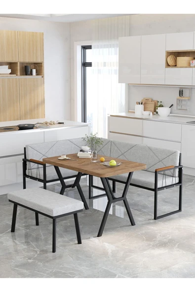 Src 70x110cm Atlantik Masalı, Köşe Takımı, Mutfak, Balkon Köşe Takımı, Mutfak Masası Takımı - Gri - 2