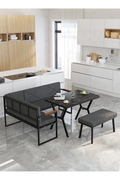 Src 70x110cm Bendir Masalı, Köşe Takımı, Mutfak, Balkon Köşe Takımı, Mutfak Masası Takımı - Antrasit - 3