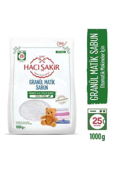 Hacı Şakir Granül Matik Bebekler Ve Hassas Ciltler Için Çamaşır Deterjanı 1000 gr 2 Adet - Resim 2