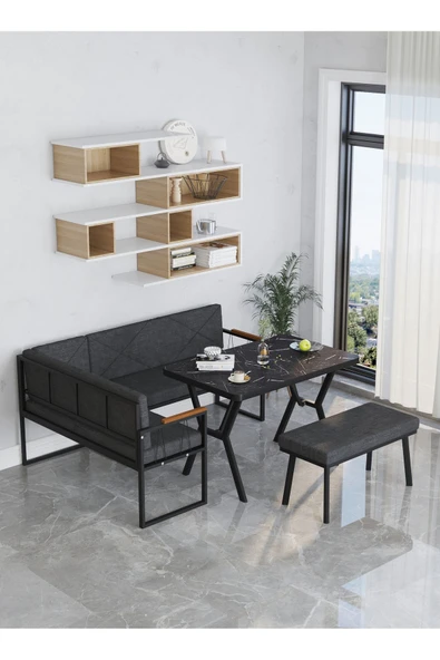 Src 70x110cm Bendir Masalı, Köşe Takımı, Mutfak, Balkon Köşe Takımı, Mutfak Masası Takımı - Antrasit - 4