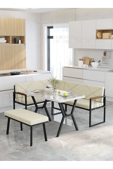 Src 70x110cm Efes Masalı, Köşe Takımı, Mutfak, Balkon Köşe Takımı, Mutfak Masası Takımı - Krem