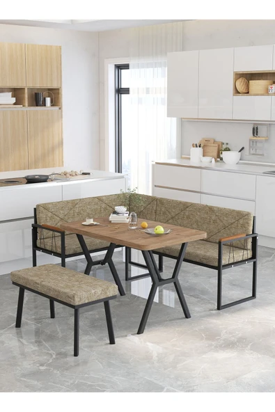 Mygusi Src 70x110cm Atlantik Masalı, Köşe Takımı, Mutfak, Balkon Köşe Takımı, Mutfak Masası Takımı - Cappucino - Resim 2