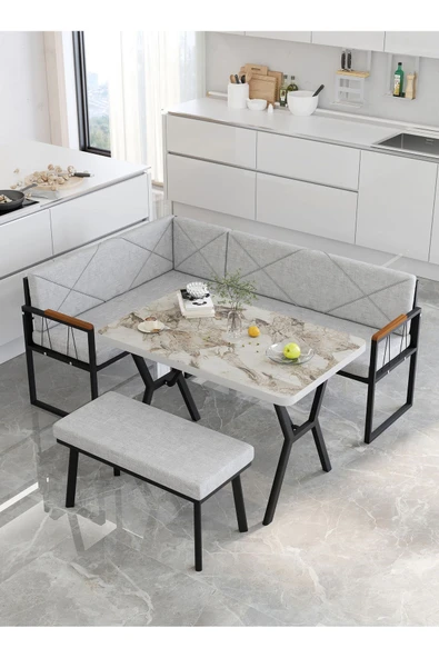 Src 70x110cm Efes Masalı, Köşe Takımı, Mutfak, Balkon Köşe Takımı, Mutfak Masası Takımı - Açık Gri - 2