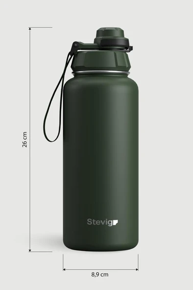 Stevig 1 Hand Leak-Proof Sızdırmaz Çelik Termos 1000 Ml Green ST-215 - Resim 6