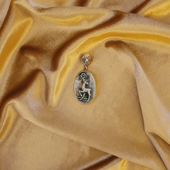 Elegant Senfoni Bronz Çini Taşlı Çelik Zincir Kolye - 4