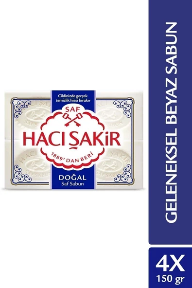 Hacı Şakir Doğal Geleneksel Saf Beyaz Sabun 4x150 gr