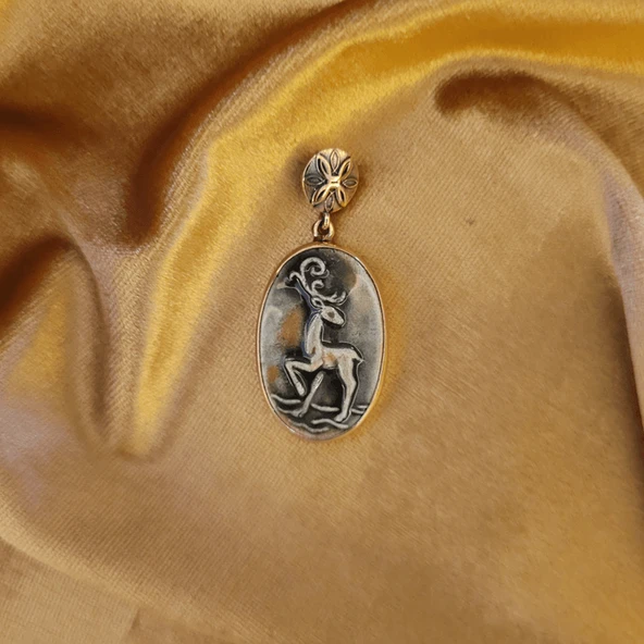 Elegant Senfoni Bronz Çini Taşlı Çelik Zincir Kolye - 3