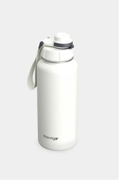 Stevig 1 Hand Leak-Proof Sızdırmaz Çelik Termos 1000 Ml Star Whıte ST-213 - 3