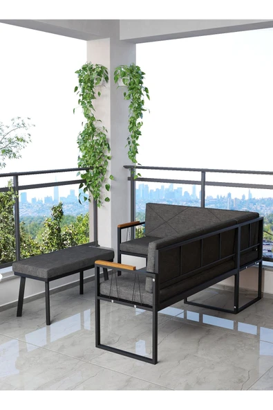 Src , Köşe Takımı, Mutfak, Balkon Köşe Takımı, Mutfak Masası Takımı - Puflu - Antrasit - 3