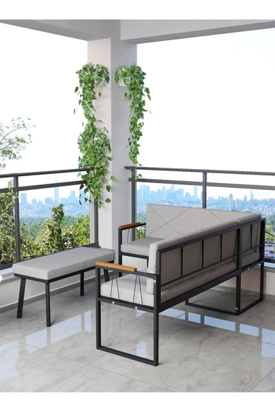 Src , Köşe Takımı, Mutfak, Balkon Köşe Takımı, Mutfak Masası Takımı - Puflu - Açık Gri - 3