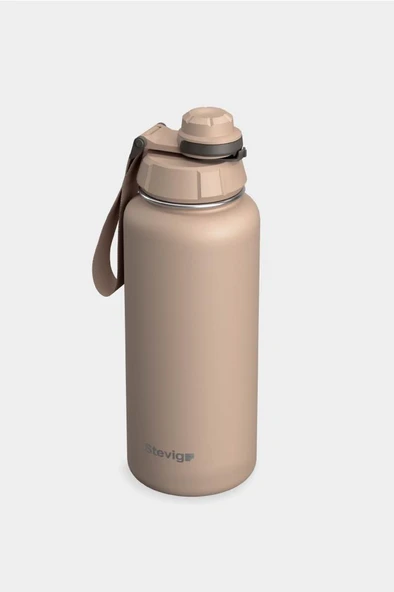 Stevig 1 Hand Leak-Proof Sızdırmaz Çelik Termos 1000 Ml Lıght Brown ST-217 - 3