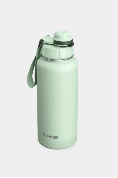 Stevig 1 Hand Leak-Proof Sızdırmaz Çelik Termos 1000 Ml Smoke Green ST-218 - 3