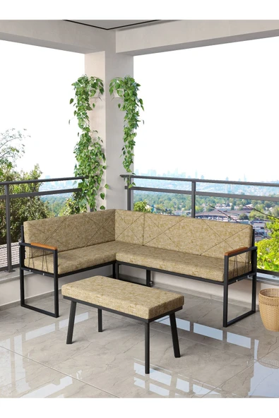 Src , Köşe Takımı, Mutfak, Balkon Köşe Takımı, Mutfak Masası Takımı - Puflu - Cappucino - 2