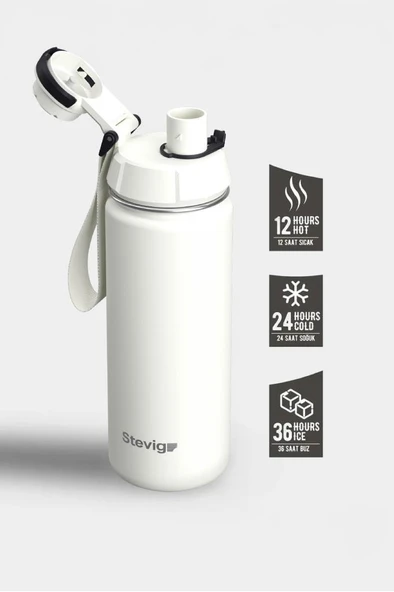 Stevig 1 Hand Leak-Proof Sızdırmaz Çelik Termos 500 Ml Star Whıte ST-220 - 2