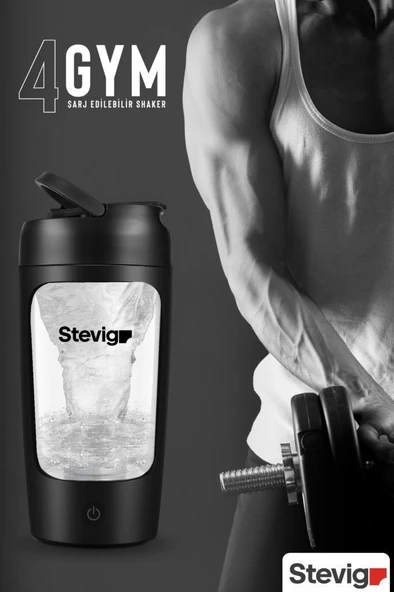 Stevig 4 Gym Şarj Edilebilir Elektrikli Protein Shaker 650 Ml Black ST-225 - 4