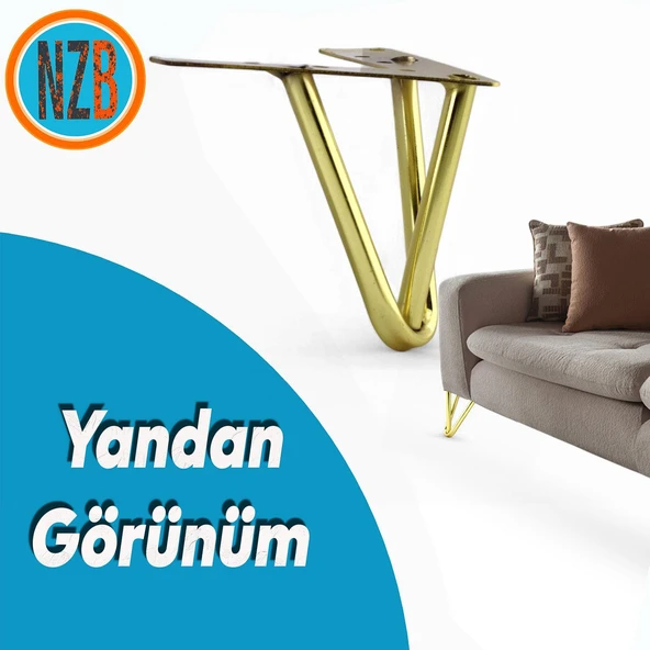 Metal Gold Altın Ayak 10 cm Lüks Mobilya Kanepe Berjer Sehpa Ünite Koltuk Ayağı Baza Ayakları - Resim 5