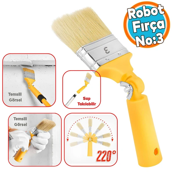 Robotik Boya Fırçası Kestirme Boyama Fırçası 180° Derece Kıvrılabilir Sap Takılabilir İç Dış Cephe