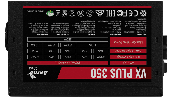 Aerocool 350W VX PLUS Serisi Aktif PFC Güç Kaynağı (AE-VXP350) - Resim 2