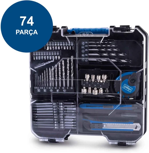 Scheppach C-DTB74/2-X Şarjlı Matkap 20V 2x2AH Akülü 74 Parça Aksesuar Seti - 2