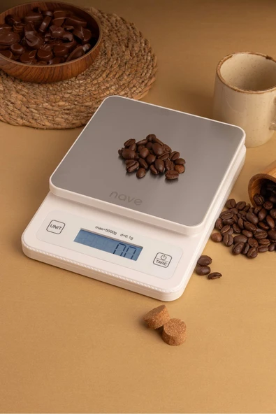 Nave K5073 Dijital Paslanmaz Çelik Mutfak Tartısı 5kg 0.1g Hassasiyetli Pilli Hassas Terazi