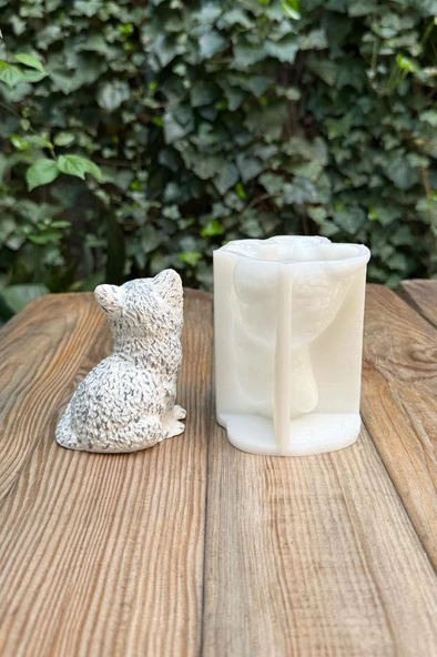 Kedi Pamuk Tekli Silikon Mum Kalıbı - 4