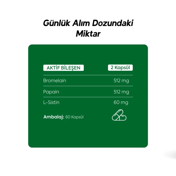 Bromelain-Papain-L-Sistin İçeren Gıda Takviyesi - Resim 5