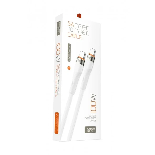 Pmr-SCT100-Oppo Reno2 uyumlu - 100W 5A Type C to Type C Hızlı Şarj ve Data Kablosu - Resim 2