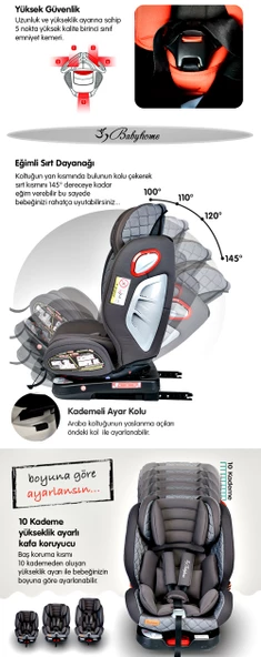Baby Home 910 Nautilusfix 0 36 Kg İsofixli 360 Dönebilen Oto Koltuğu - 11