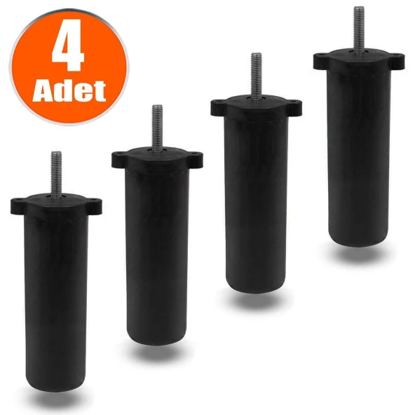 Kanepe Baza Koltuk Destek Ayağı M8 Civata Ayarlı Siyah Ayak 13 cm (4 ADET)