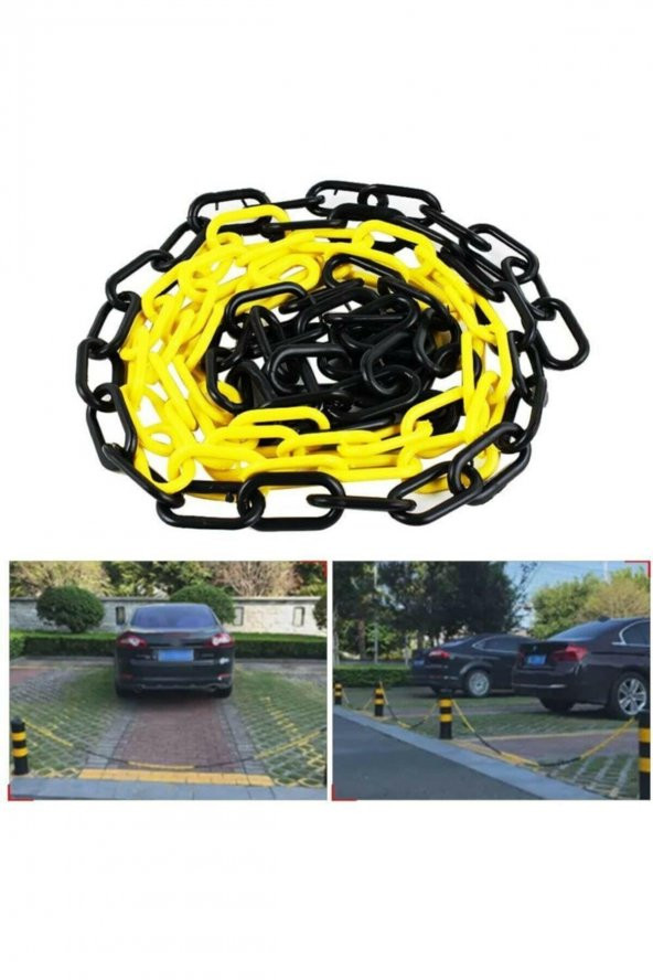 Mfk 8 Mm 5 Metre Sarı Siyah Plastik Tafik/Park Zincir - 2
