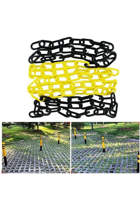 Mfk 8 Mm 5 Metre Sarı Siyah Plastik Tafik/Park Zincir - 4