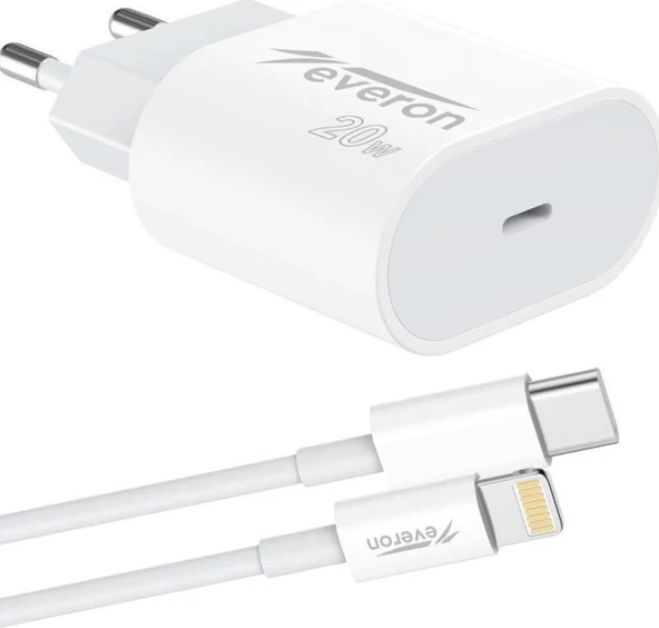 20W İphone 12 Pro İle Uyumlu Type C to Lightning Hızlı Şarj Kablo Seti Evr013-I - 2
