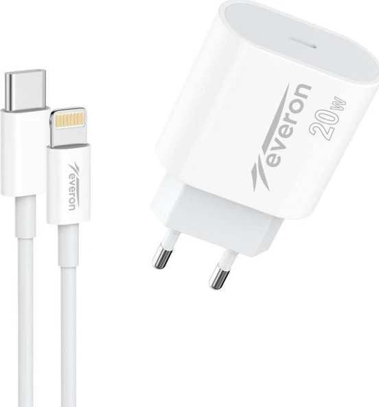 20W İphone 12 Pro İle Uyumlu Type C to Lightning Hızlı Şarj Kablo Seti Evr013-I - 3