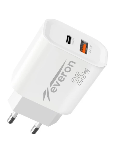 25 W Samsung Galaxy A23 5G İle Uyumlu Hızlı Şarj Adaptörü – PD + Standart Usb Çıkışlı EVR-023 - Resim 2