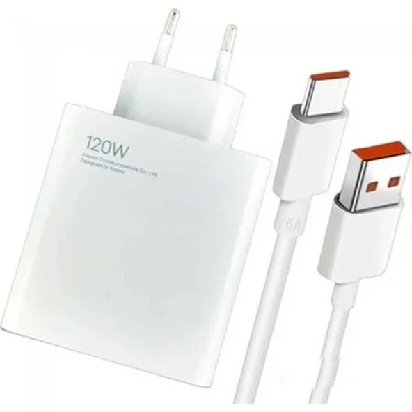Poco X6 Neo uyumlu -120W Type C Şarj Aleti ve 6 Amper Type C Şarj Kablosu