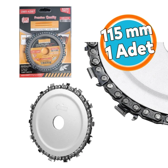 Zincirli Ahşap Testeresi 115 mm 4" Taşlama Makine Uyumlu Kesme Oyma Şekil Verme Testeresi 1 Adet