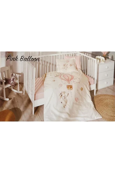 Özdilek Ranforce Bebek Nevresim Takımı Pembe Pink Baloon 6066