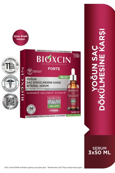 Bioxcin Forte Yoğun Saç Dökülmesine Karşı Bitkisel Saç Serumu 3 X 50 ml Lipozom Teknolojisi - Resim 5