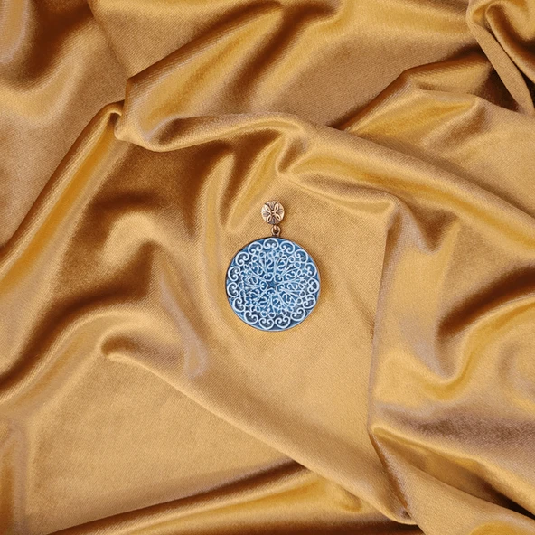 Tatlı Huzur Bronz Çini Taşlı Çelik Zincir Kolye - Resim 4